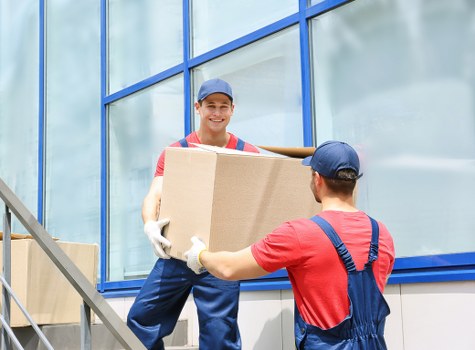 Furniture and household items organised for temporary storage