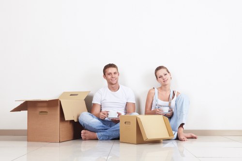 Packing boxes and household belongings prepared for removal services in Maida Vale